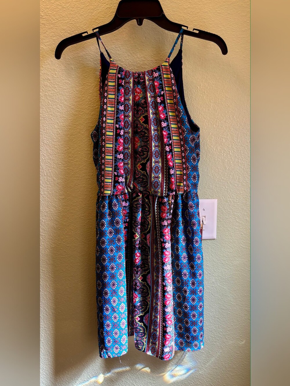 A. Byer Blue Floral Stripe Maxi Dress